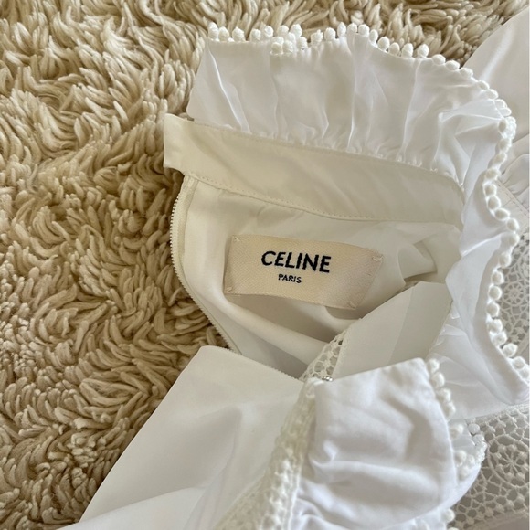 CELINE St Tropez Blouse with Broderie Anglaise - White - Size 34 - Picture 13 of 13